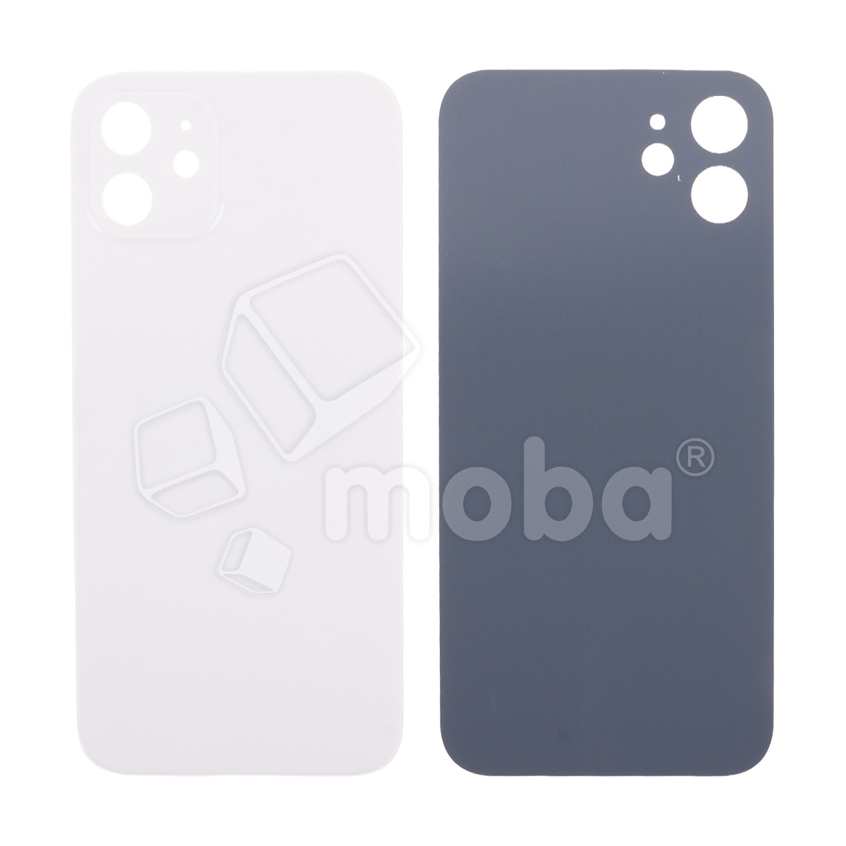 Задняя крышка для iPhone 12 (A2403) Белый (стекло, узкий вырез под камеру, логотип) - Премиум