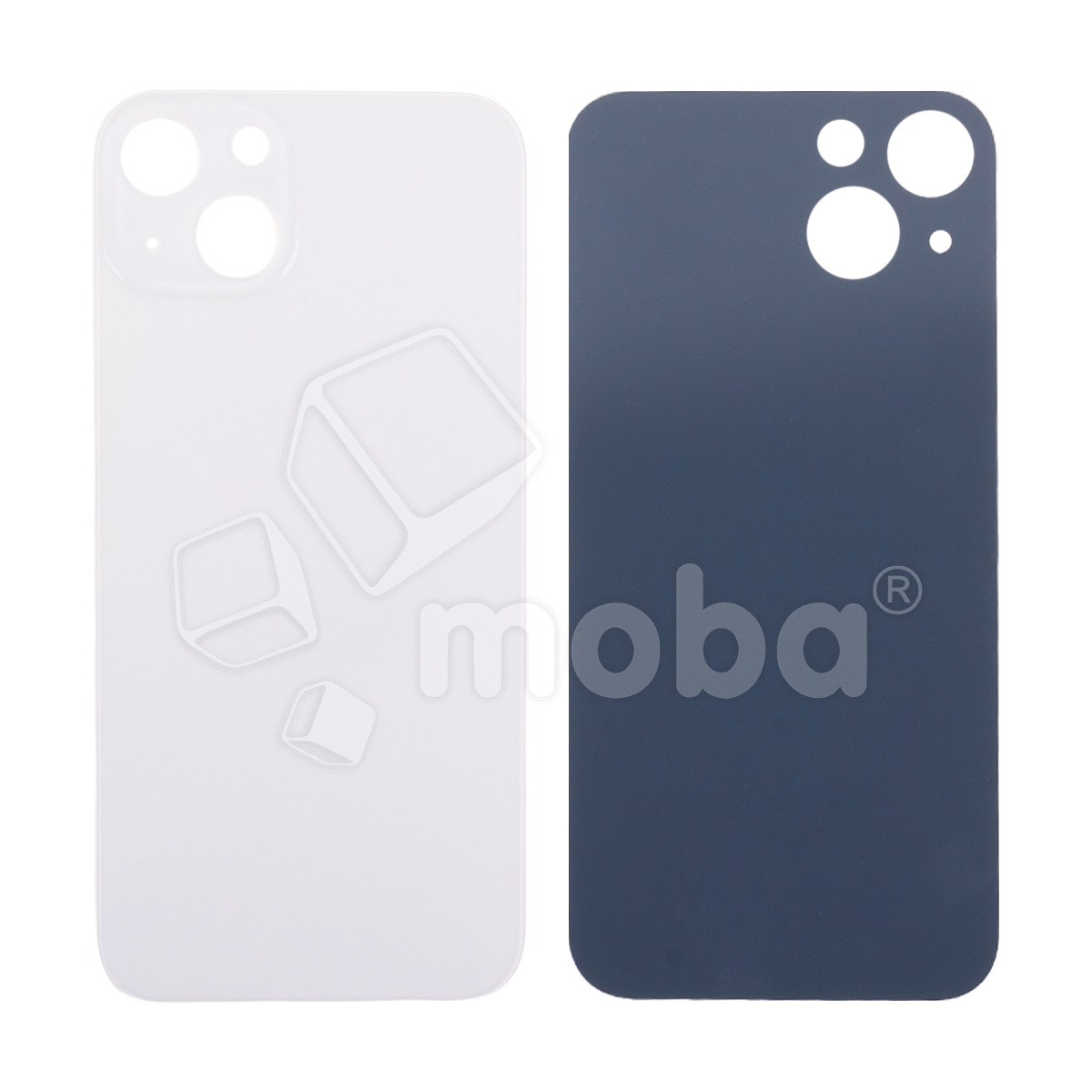 Задняя крышка для iPhone 13 (A2635) Белый (стекло, узкий вырез под камеру, логотип) - Премиум