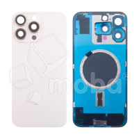 Задняя крышка для iPhone 16 Pro Max (A3296) в сборе со стеклом камеры Бежевый (стекло, монолит, MagSafe, логотип) - Премиум