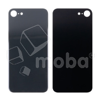 Задняя крышка для iPhone SE 2020 (A2296) Черный (стекло, монолит, широкий вырез под камеру, логотип) - Премиум