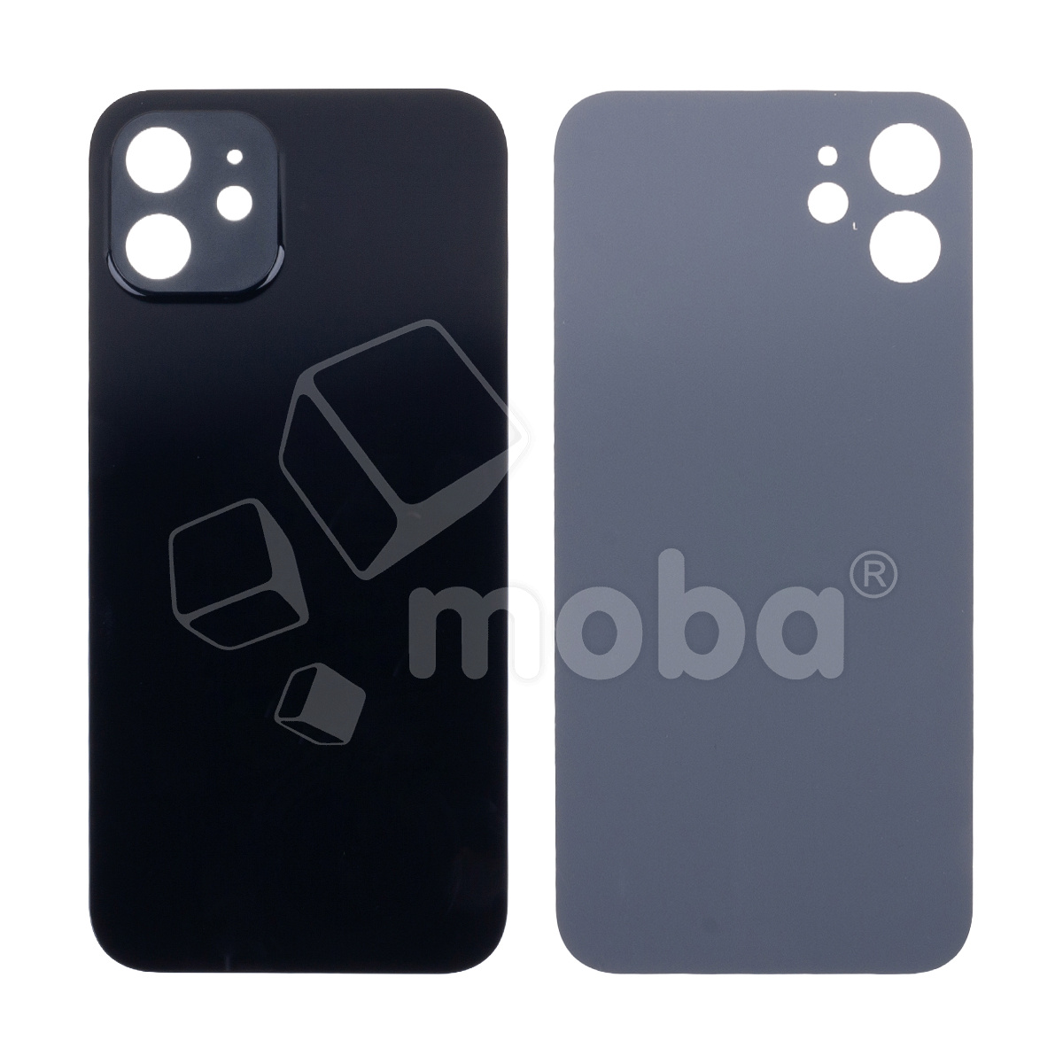 Задняя крышка для iPhone 12 (A2403) Черный (стекло, узкий вырез под камеру, логотип) - Премиум