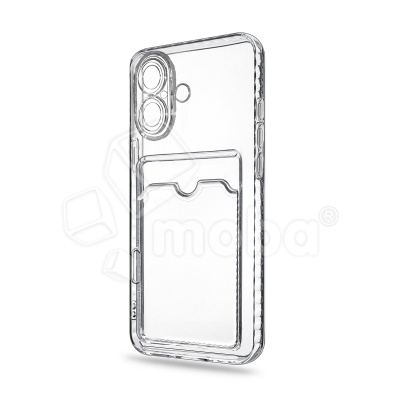 Чехол-накладка для iPhone 16 Plus (с защитой камеры, карманом для карт, прозрачный)