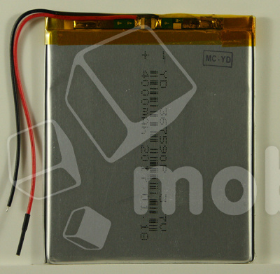 Аккумулятор универсальный 367590p 3,7v Li-Pol 4000 mAh (3.6*75*90 mm)