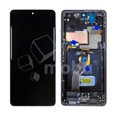 Дисплей для Samsung Galaxy S21 Ultra (G998B) модуль с рамкой Черный - (Soft OLED, 120 Гц) (Full Size)