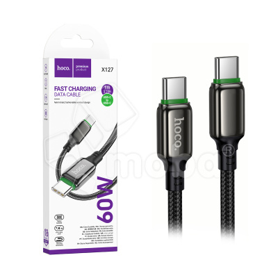 Кабель Type-C - Type-C Hoco X127 (3A, 60W, PD, оплетка нейлон) Черный