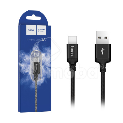 Кабель USB - Type-C Hoco X14 (3A, оплетка нейлон) Черный