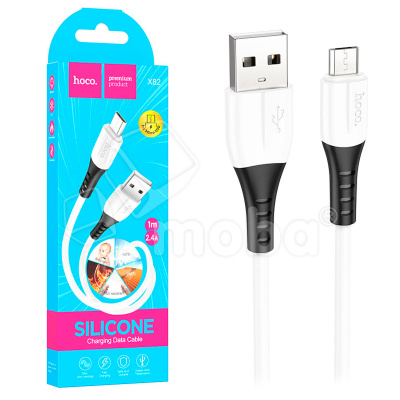 Кабель USB - MicroUSB Hoco X82 (2.4A, оплетка силикон, термостойкий) Белый