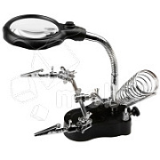 Держатель TE-801 (с лупой, третья рука, подсветка, подставка под паяльник)